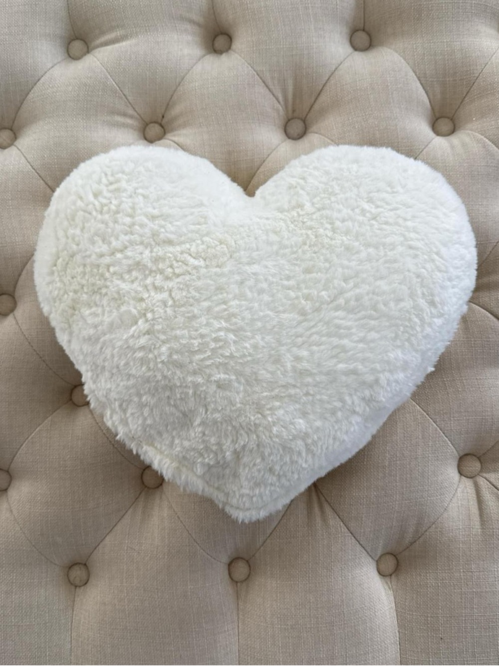Plush Heart Throw Pillow in Cream